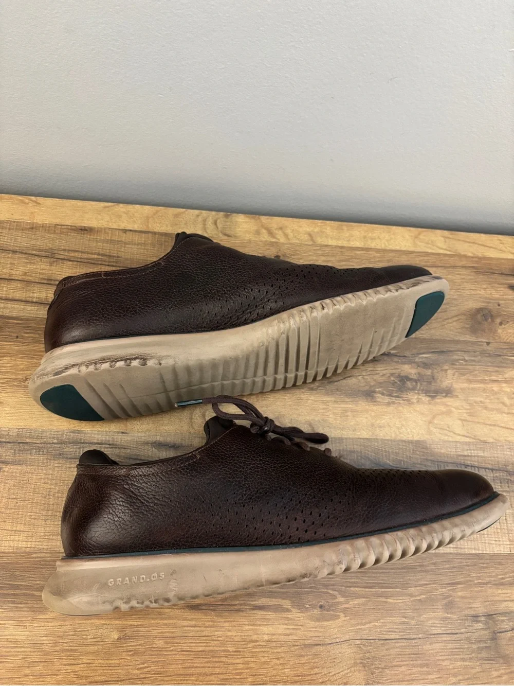 Cole Haan 2.ZEROGRAND Leather Laser Wingtip Oxfords Dark Brown Men's